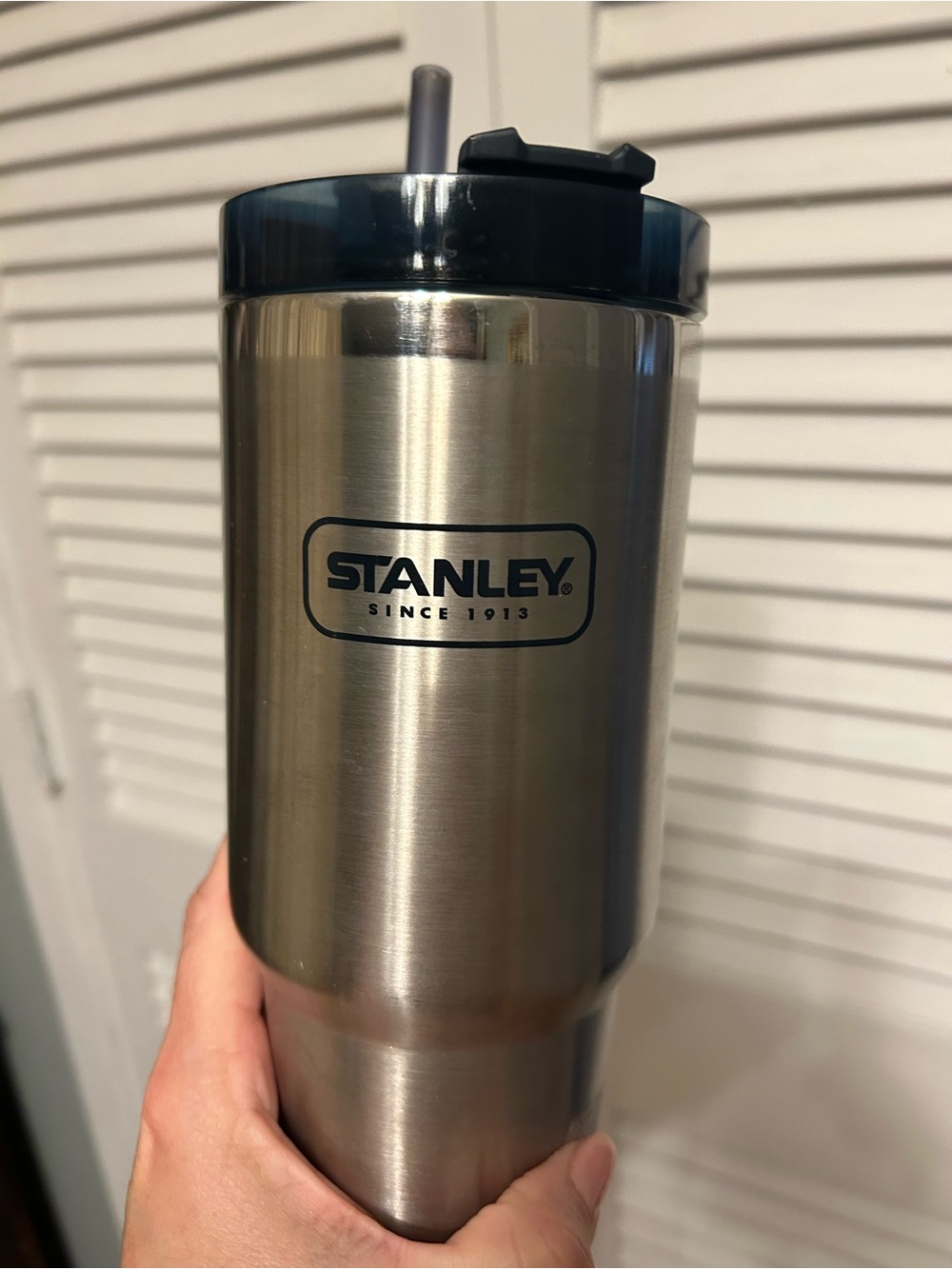 Stanley Stainless Steel Tumbler with Straw and Black Lid